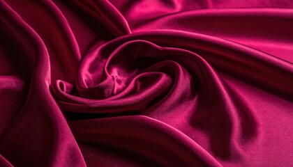 Fototapeta premium Luxury red silk and satin fabric with a smooth, shiny texture creates an elegant backdrop with soft waves and drapery
