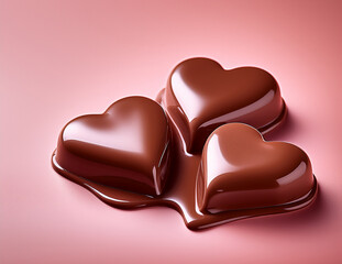 Melting Heart Milk Chocolate on Pink Background