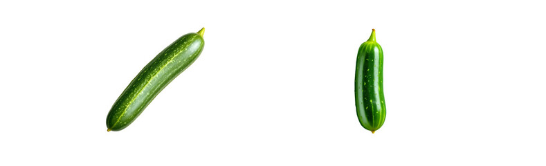  A singal Cucumber, isolated on transparent background top view.