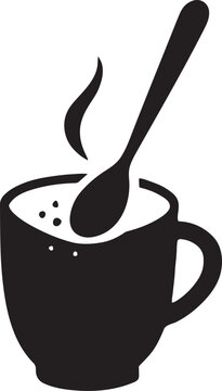 black coffee cup with spoon clip art preview