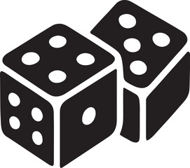 Pair of sugar cubes silhouette shaped like dice for sweet food and dessert design.