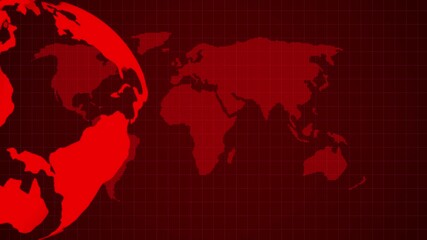 An abstract red globe with a stylized world map floats against a dynamic background, symbolizing global connectivity, digital networks, and modern international data visualization. - Powered by Adobe