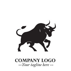 Bull Logo Symbol Black on White Background in Bold Powerful Minimalist Vector Design for Branding