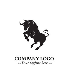 Bull Logo Symbol Black on White Background in Bold Powerful Minimalist Vector Design for Branding