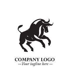 Bull Logo Symbol Black on White Background in Bold Powerful Minimalist Vector Design for Branding