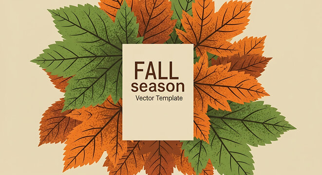 Autumn leaves frame a central text box with fall season message