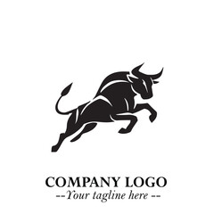Bull Logo Symbol Black on White Background in Bold Powerful Minimalist Vector Design for Branding