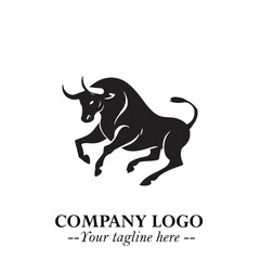 Bull Logo Symbol Black on White Background in Bold Powerful Minimalist Vector Design for Branding