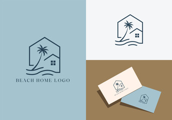 Beach home logo design and business card template