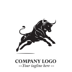 Bull Logo Symbol Black on White Background in Bold Powerful Minimalist Vector Design for Branding