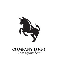Bull Logo Symbol Black on White Background in Bold Powerful Minimalist Vector Design for Branding