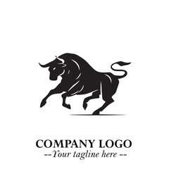Bull Logo Symbol Black on White Background in Bold Powerful Minimalist Vector Design for Branding