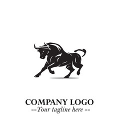 Bull Logo Symbol Black on White Background in Bold Powerful Minimalist Vector Design for Branding