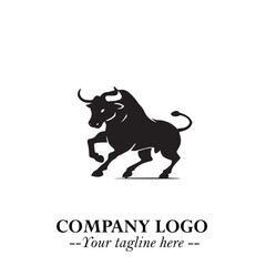 Bull Logo Symbol Black on White Background in Bold Powerful Minimalist Vector Design for Branding