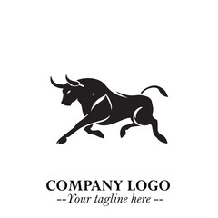 Bull Logo Symbol Black on White Background in Bold Powerful Minimalist Vector Design for Branding