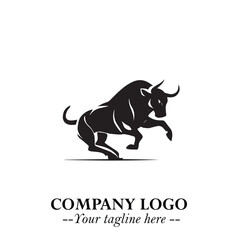 Bull Logo Symbol Black on White Background in Bold Powerful Minimalist Vector Design for Branding