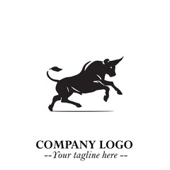 Bull Logo Symbol Black on White Background in Bold Powerful Minimalist Vector Design for Branding