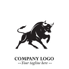 Bull Logo Symbol Black on White Background in Bold Powerful Minimalist Vector Design for Branding