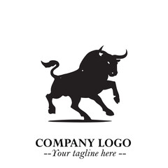 Bull Logo Symbol Black on White Background in Bold Powerful Minimalist Vector Design for Branding