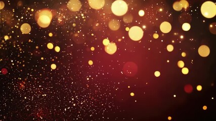 golden shining christmas glitter on red background animation - Powered by Adobe