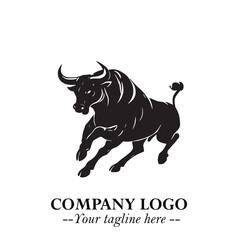 Obraz premium Bull Logo Symbol Black on White Background in Bold Powerful Minimalist Vector Design for Branding