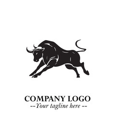 Bull Logo Symbol Black on White Background in Bold Powerful Minimalist Vector Design for Branding