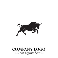 Bull Logo Symbol Black on White Background in Bold Powerful Minimalist Vector Design for Branding