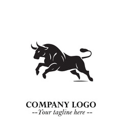 Bull Logo Symbol Black on White Background in Bold Powerful Minimalist Vector Design for Branding