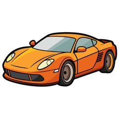 Cartoon Orange Sports Car Illustration with Sleek Design and Dynamic Front-Side View