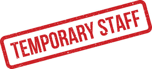 A diagonal red grunge rubber stamp mark indicating temporary staff employment status on a document