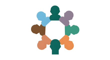 チームワークと協力アイコン：フラットデザインの多様な人材、ビジネスの連携概念