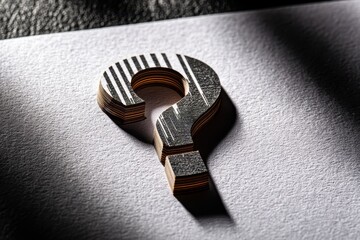 Textured Paper Question concept. Three-dimensional question mark on textured surface.