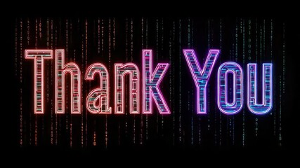 thank you text on digital code background illustrated animation - Powered by Adobe