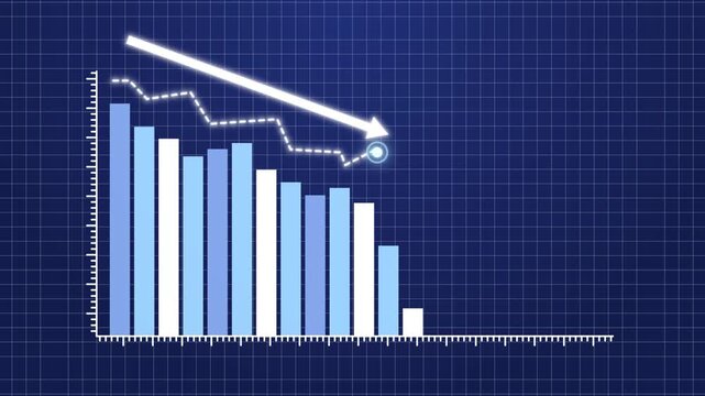Stock market decline  graph showing fluctuate downward trend financial business Loss down graph chart. business loss concept.