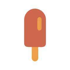 Vector art of a simple, flat illustration of a popsicle with a brown color and orange stick, isolated on a