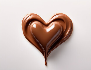 Melting Heart Milk Chocolate on White Background