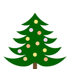 Christmas tree decorated with balls. PNG illustration om transparent background.
