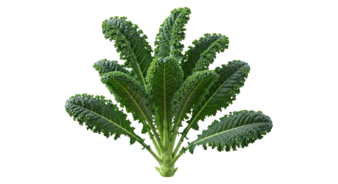 Isolated curly kale on a neutral backdrop with nutritious leafy green leaves sprouting