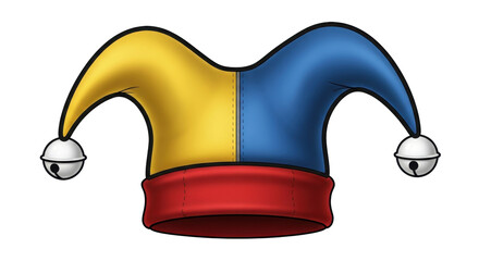 Isolated Harlequin Jester Hat with Bells Festive Carnival Costume Headdress Prop Decor Apparel