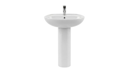 Isolated pedestal sink with faucet for bathroom or restroom, home improvement fixture