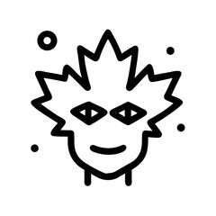 Vector art of stylized line art icon of a mythical creatures face with spiky hair and geometric eyes