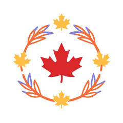 Vector art of canadian maple leaf emblem with wreath