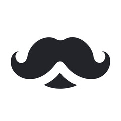 Vector art of a stylized, dark gray mustache icon with a white accent, isolated on a
