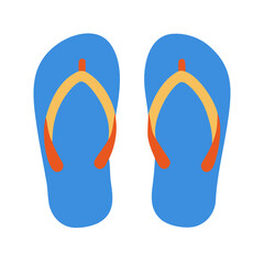 Vector art of a pair of blue flipflops with orange and yellow straps