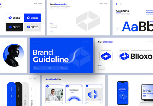 Modern Corporate Brand Identity Guideline Presentation with Blue Accents