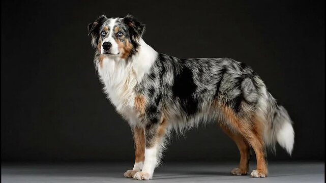 Majestic Australian Shepherd Portrait - A Stunning Canine Companion in Studio.