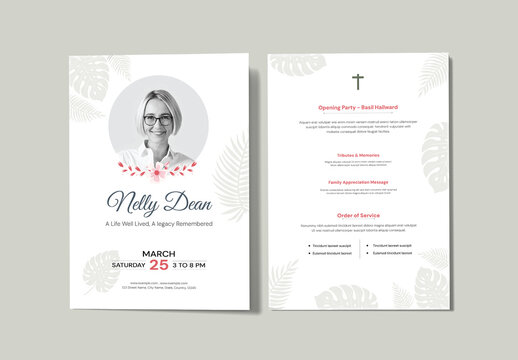 Funeral Obituary Program Memorial Service Template