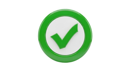 Isolated green checkmark on a white circle, positive approval and correct verification