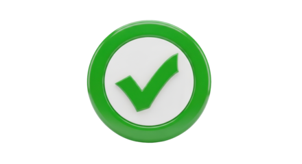 Isolated green checkmark on a white circle, positive approval and correct verification