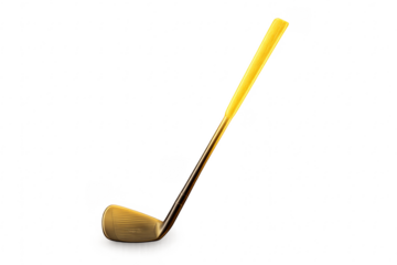 Golden golf club sports equipment on transparent background
